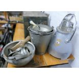 A cream separator, together with associated accessories, buckets, sieves etc