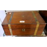 A Victorian brass bound walnut writing box