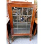 Early 20th century mahogany and leaded glass display cabinet 62cm wide