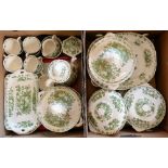 Two boxes of Masons dinnerware 'Fruit Basket' pattern