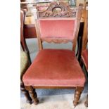 A set of 4 Edwardian carved mahogany salon chairs