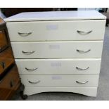 A painted pine 4-height chest of drawers