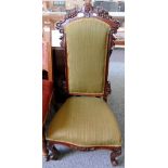 A Victorian carved walnut pri dieu chair