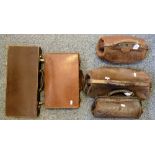 Three vintage Gladstone bags, together with 2 vintage suitcases (5)