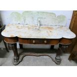 A Victorian mahogany Duchess-style marble top and back wash stand 117cm wide