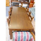 A substantial kitchen refectory table, together with set of 6+1 matching dining chairs (8)