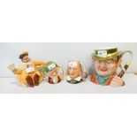 Royal Doulton; a character tea pot, Falstaff D6854, a Beswick large character mug, Tony Weller