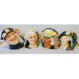 Royal Doulton; four large character mugs, North American Indian D6786, Old Salt D6551, Bonnie Prince