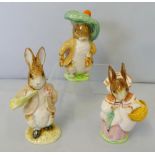 Beatrix Potter; two Royal Doulton figurines, Benjamin Bunny and Mrs Rabbit together with a Royal