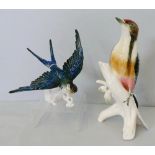 Karl Ens Volkstedt; two bird figurines, a swallow and a chaffinch (2).