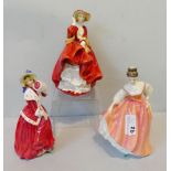 Royal Doulton; three large figurines, Top o the Hill HN1834, Fair Lady HN2835 and Christmas Morn