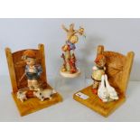 Hummel; a pair of bookends, girl with geese and boy with piglets and a boy up a tree 56/A (3).