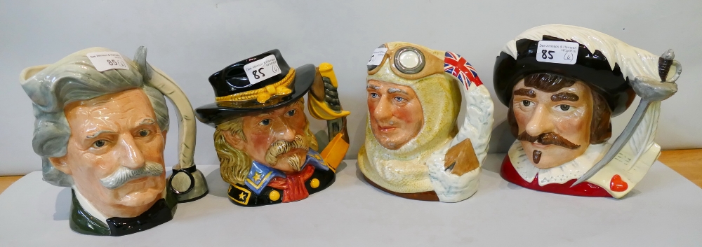 Royal Doulton; four large character mugs, Mark Twain, D6654, General Custer D7079, Cryrano de