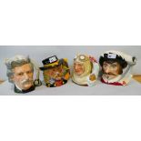 Royal Doulton; four large character mugs, Mark Twain, D6654, General Custer D7079, Cryrano de