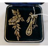 A Victorian silver and paste tassel drop brooch and a Victorian paste set floral spray brooch (2)