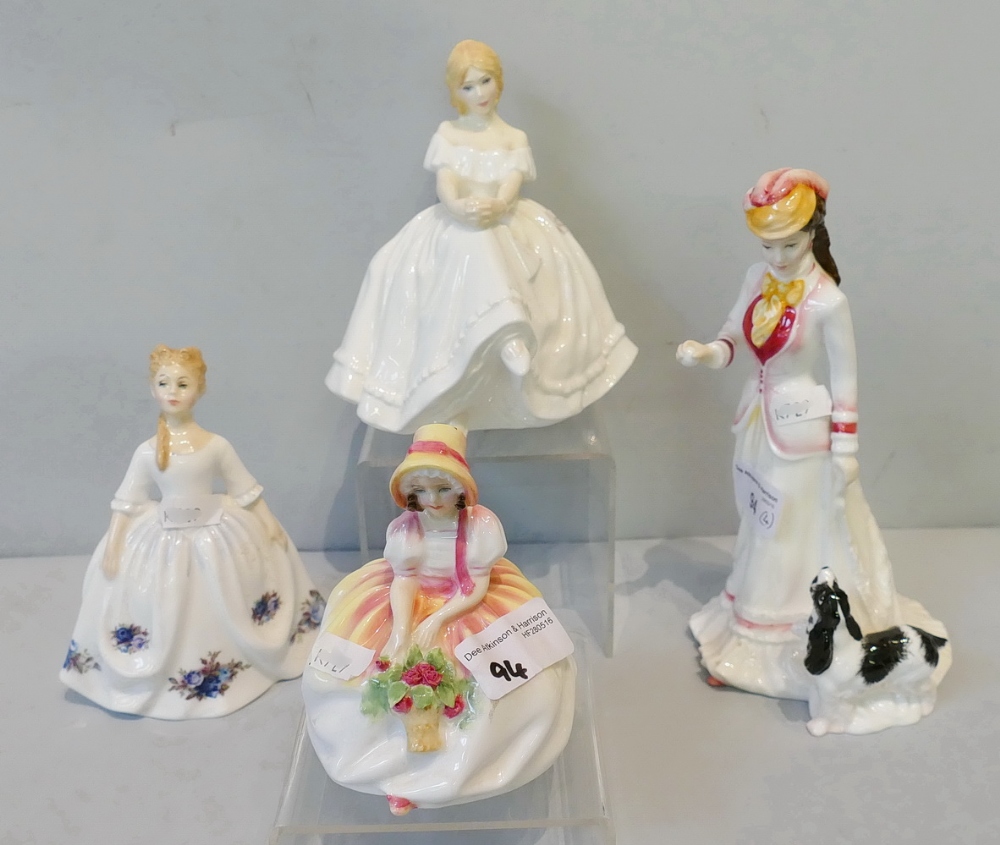 Royal Doulton; four large figurines, Heather HN2956, Monica HN3617, Peggy Davies HN3483 and Sarah