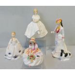 Royal Doulton; four large figurines, Heather HN2956, Monica HN3617, Peggy Davies HN3483 and Sarah