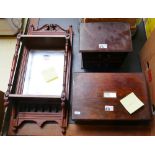 A rosewood writing box, with mother-of-pearl inlay, together with an Edwardian walnut gallery and