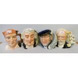 Royal Doulton; four large character mugs, Tchaikovsky D7022, Capt Ahab D6500, Cabinet Maker D7010