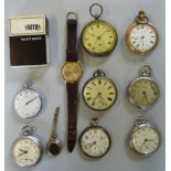 A collection of wrist and pocket watches etc