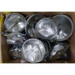 Four pairs of Lucas spot lamps, SLR 700 S, FT/LR6/9, FT/LR6 and LR 14, together with other lights (a