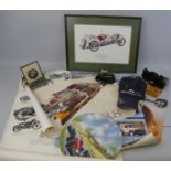 Coalport - a limited edition plate entitled 1950 Grand Prix, 581/2500, an ashtray mounted with a 4