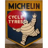 An enamel double sided advertising sign for Michelin Cycle Tyres, 52 x 40 cm.