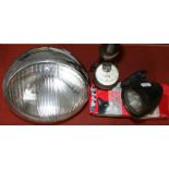 Rotax - a K515 brass 3" side lamp, a King of the Road PE - L14 chrome lamp, various light bulbs