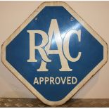 An enamel double sided advertising sign for the RAC, 56 x 57 cm.