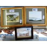 Two small framed watercolours of Irish rural scenes by Noreen Moore, together with 1 by Martin