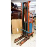 A Wilmat battery driven type 512-8 fork lift, safe working load 1000 weight, in good working order