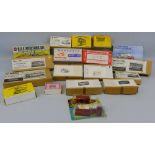 Fifteen model kits for die-cast buses and trams, by Pirate Models, GS Models, Langley, Varney,