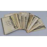 Nine card mounted late 19th century photographs of sailing vessels, either in harbour or at sea