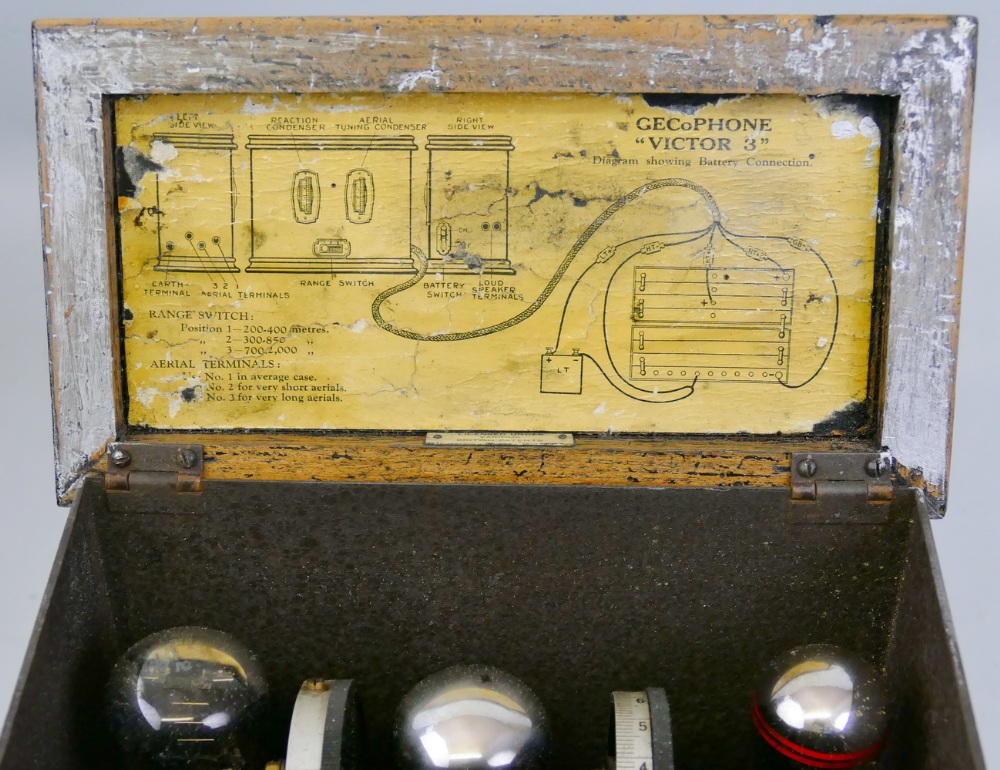 A Gecophone Victor 3 radio receiver, together with a wooden cased probably audio amplifier and the - Image 3 of 8