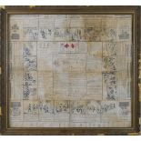 A framed late Victorian Fulton's Patent 12801 military aide memoire cloth handkerchief, the centre