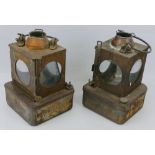 A pair of LNER Welch Patent lamps, by The Lamp Manufacturing and Railway Supplies Company, of