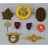 Nine badges, including three Officer's Control Commission Germany, RAF enamelled gilt sweetheart