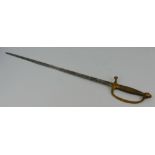 An American Civil War period sabre, the 71.5cm steel fullered single edge blade inscribed Made by