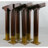 A set of six mahogany and brass table legs, removed from a former Humber Ferry, each of fluted