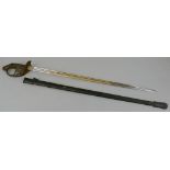 A late 19th century Imperial German/Prussian infantry officer's sabre, the 79cm steel double