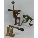 Shooting - three cartridge making tools in brass and iron, two with bench mounting facility (3)