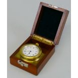 A Northern Goldsmith's Company marine chronometer deck watch, the lid of the mahogany box inset with