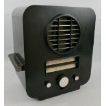 An Ekco All Electric Radio Type AC-74 Superhet black bakelite cased radio, in Art Deco stytle case