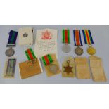 Family group of medals, comprising pair of WWI War and Victory medals awarded to 931530 Gnr.S.F.