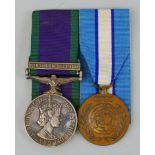 A General Service Medal with Northern Ireland clasp, awarded to 24588474 Dvr.A.J.Cowan RCT, together