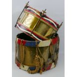 A brass and painted wooden snare drum, with "Olympic" makers mark, the base inscribed "Mary