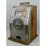 A Brooklands Totalisator old penny operated fruit machine, the die-cast front with traces of red and