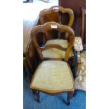 A pair of gold upholstered late Victorian/Edwardian bedroom chairs