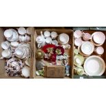 Tea services from Tuscan, Colclough and Royal Chelsea, together with floral ornaments, books,