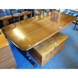 Ercol elm refectory style dining table with rounded oblong top, 182cm long